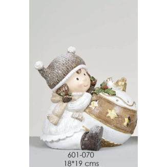 FIGURA NIÑA OTAWA CON BOLA LED 22 CM