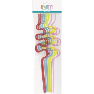 PAJITAS PLASTICO FORMAS GARABATO P. 8 UD