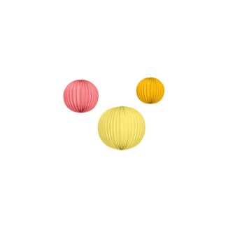 SET DE LINTERNAS DE PAPEL NARANJA ROSA AMARILLO