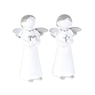 FIGURA ANGEL BLANCO Y PLATA CORAZON