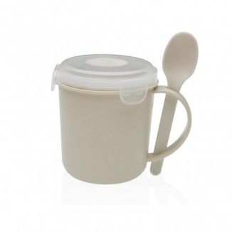 VASO PORTA ALIMENTOS CON CUCHARA CREMA