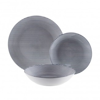 VAJILLA RAYAS AZUL 18 PIEZAS