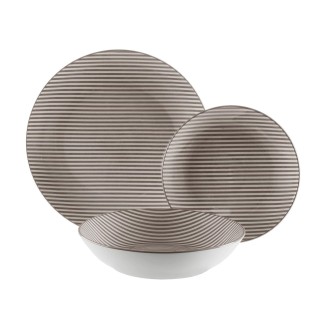 VAJILLA RAYAS GRIS 18 PZS