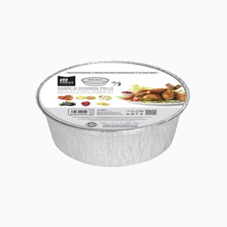 BANDEJA REDONDA DE ALUMINIO C/TAPA 21X5,7 CM