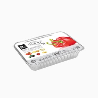 BANDEJA RECTANGULAR DE ALUMINIO C/TAPA 21,9X15,8X3,8 CM