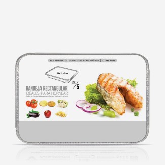 BANDEJA RECTANGULAR DE ALUMINIO C/TAPA 31X21X5 CM