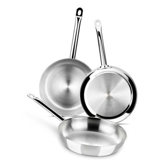 SET 3 SARTENES ACERO INOXIDABLE SIN ANTIADHERENTE BRA PROFESIONAL 18,22,26 CM