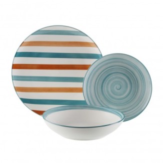 VAJILLA DE PORCELANA 18 PZS RAYAS