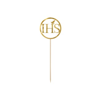 CAKE TOPPER IHS DORADO PARA TARTA 22 CM – DECORACIÓN COMUNIÓN