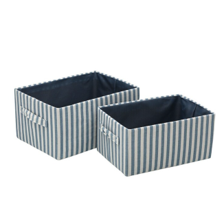 SET DE 2 CESTAS ORGANIZADORAS DE TELA RAYAS AZULES