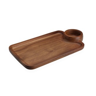 TABLA DE QUESO CON BOWL DE MADERA DE ACACIA 37 CM