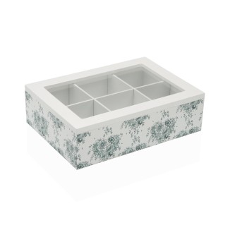 CAJA DE TÉ BEATRICE DE MADERA CON 6 COMPARTIMENTOS