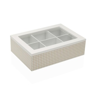 CAJA DE TÉ AMELIE DE MADERA CON 6 COMPARTIMENTOS