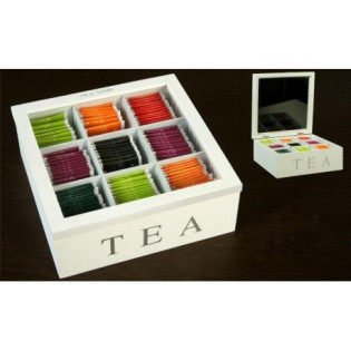 CAJA TE MADERA 22,5X22,5X8,5 CM (CON 6 COMPARTIMENTOS)