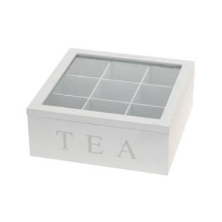 CAJA TE MADERA 22,5X22,5X8,5 CM (CON 6 COMPARTIMENTOS)