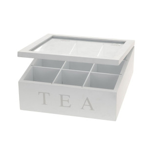 CAJA TE MADERA 22,5X22,5X8,5 CM (CON 6 COMPARTIMENTOS)