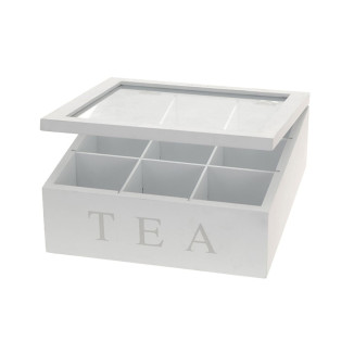 CAJA TE MADERA 22,5X22,5X8,5 CM (CON 6 COMPARTIMENTOS)