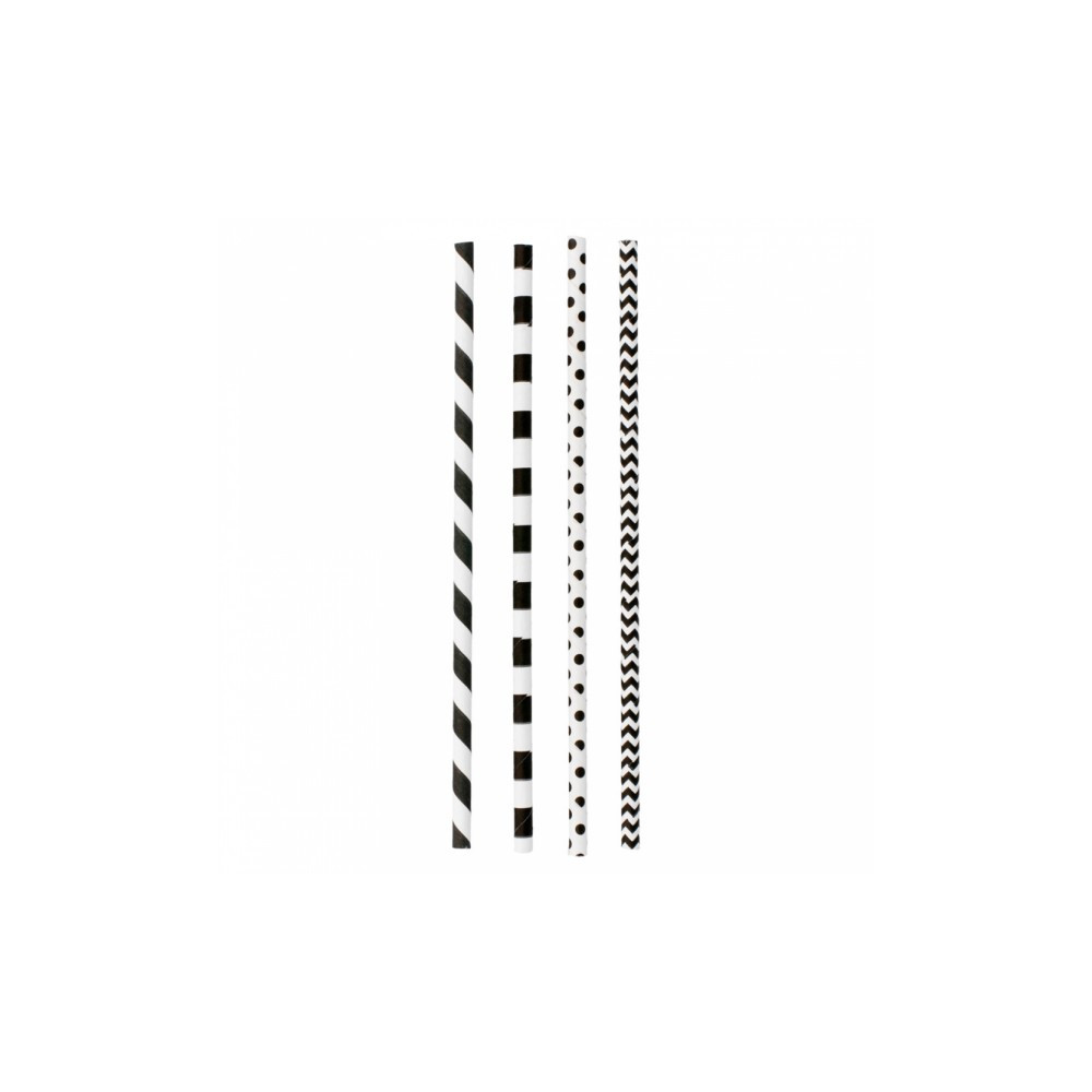 PAJITAS RECTAS RAYAS TOPOS B/N P. 250
