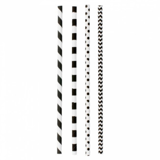 PAJITAS RECTAS RAYAS TOPOS B/N P. 250