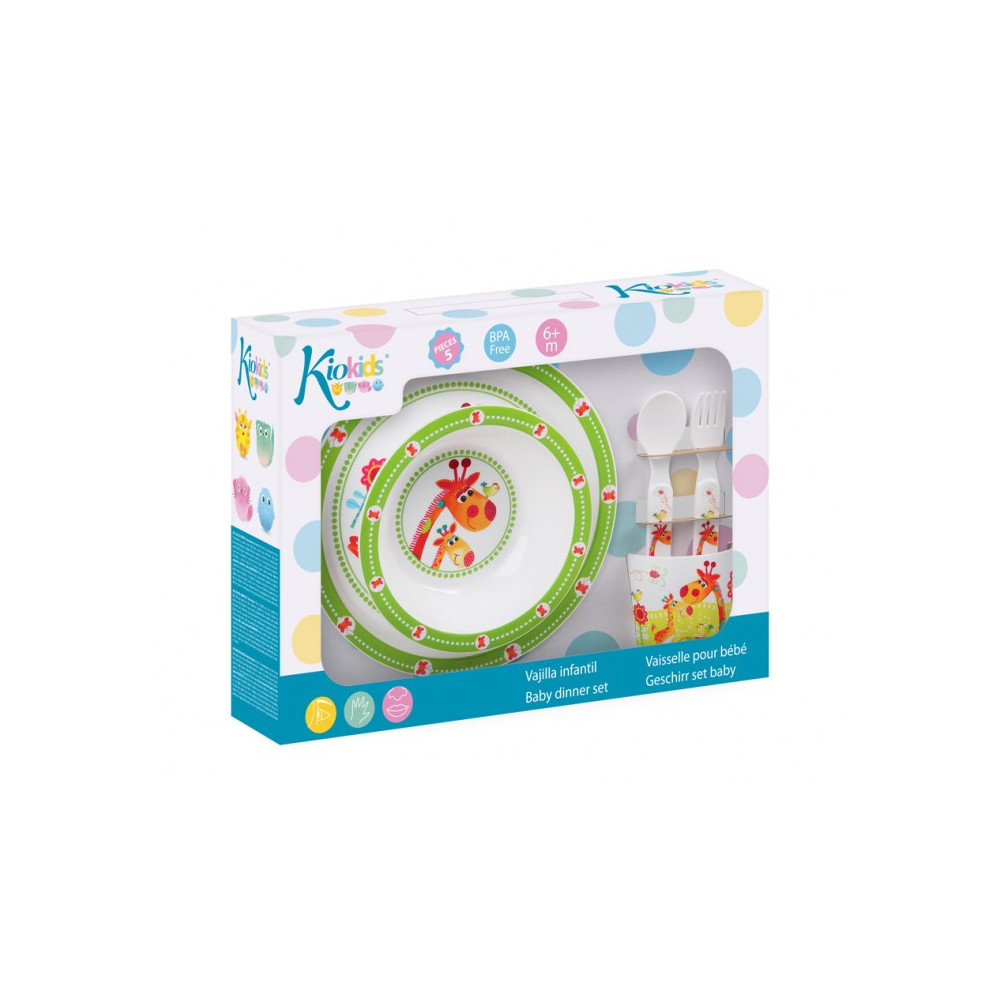 VAJILLA VERDE JIRAFA 5 PZ