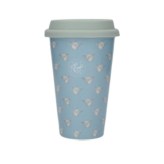 MUG DOBLE PARED AZUL BLOOM 35 CL