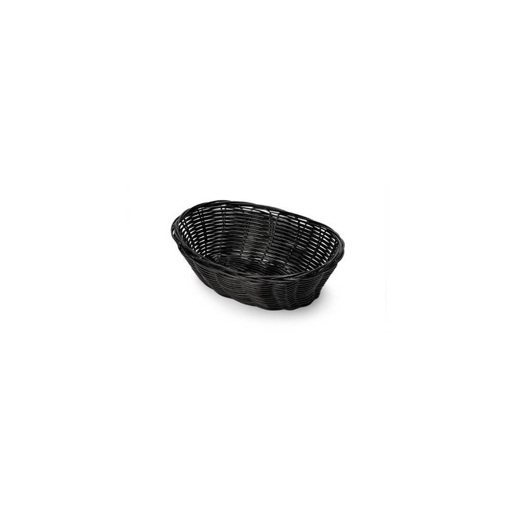 CESTA OVAL POLY RATTAN BLACK 18X13X7