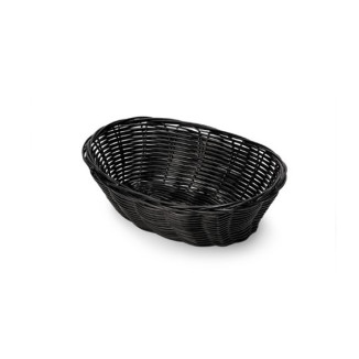 CESTA OVAL POLY RATTAN BLACK 18X13X7