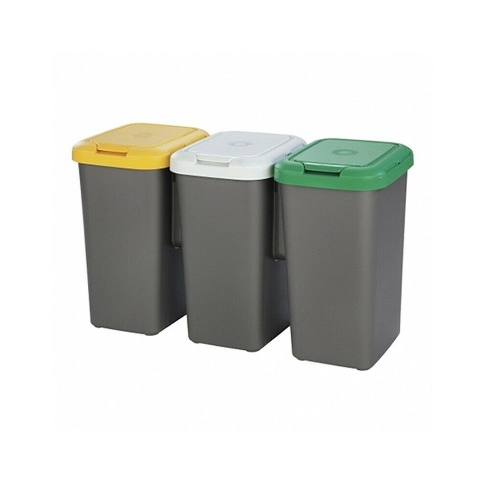 Cubo de basura de Plástico Curver reciclaje 10+18 Litros - Plata