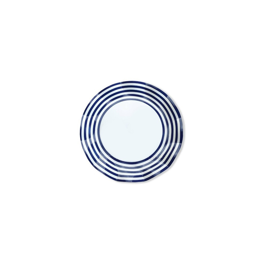 PLATO RAYAS AZUL BLANCO FORMA 27 CM P.10