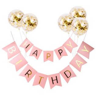 GUIRNALDA HAPPY BIRTHDAY ROSA CLARO 1.75 MT