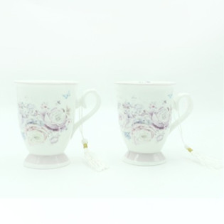 MUG PORCELANA DECORADO ROSA PALO SET 2
