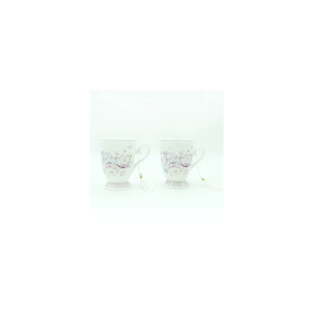 MUG PORCELANA DECORADO ROSA PALO SET 2