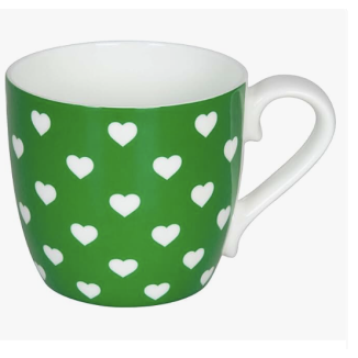 TAZA MUG CORAZONES VERDE