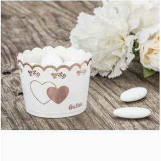VASOS CORAZONES ORO ROSA 20 U.