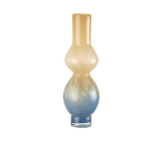 JARRÓN DECORATIVO DE CRISTAL DEGRADADO ÁMBAR Y AZUL 36 CM