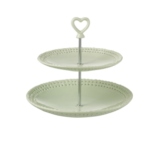 BANDEJA CERAMICA VERDE 2 PISOS