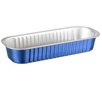 RECIPIENTE RECTANGULAR PASTELERIA AZUL/PLATA 200 ML
